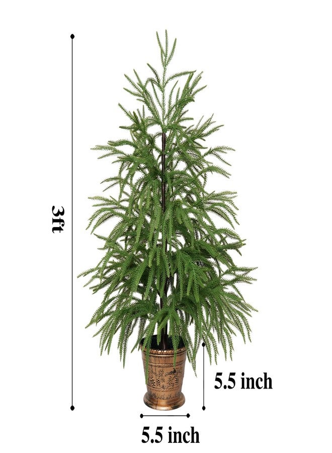 XmasExp 3ft Norfolk Pine Tree Artificial Faux Potted Christmas Tree for Front Porch Indoor Outdoor Decor - Image 2